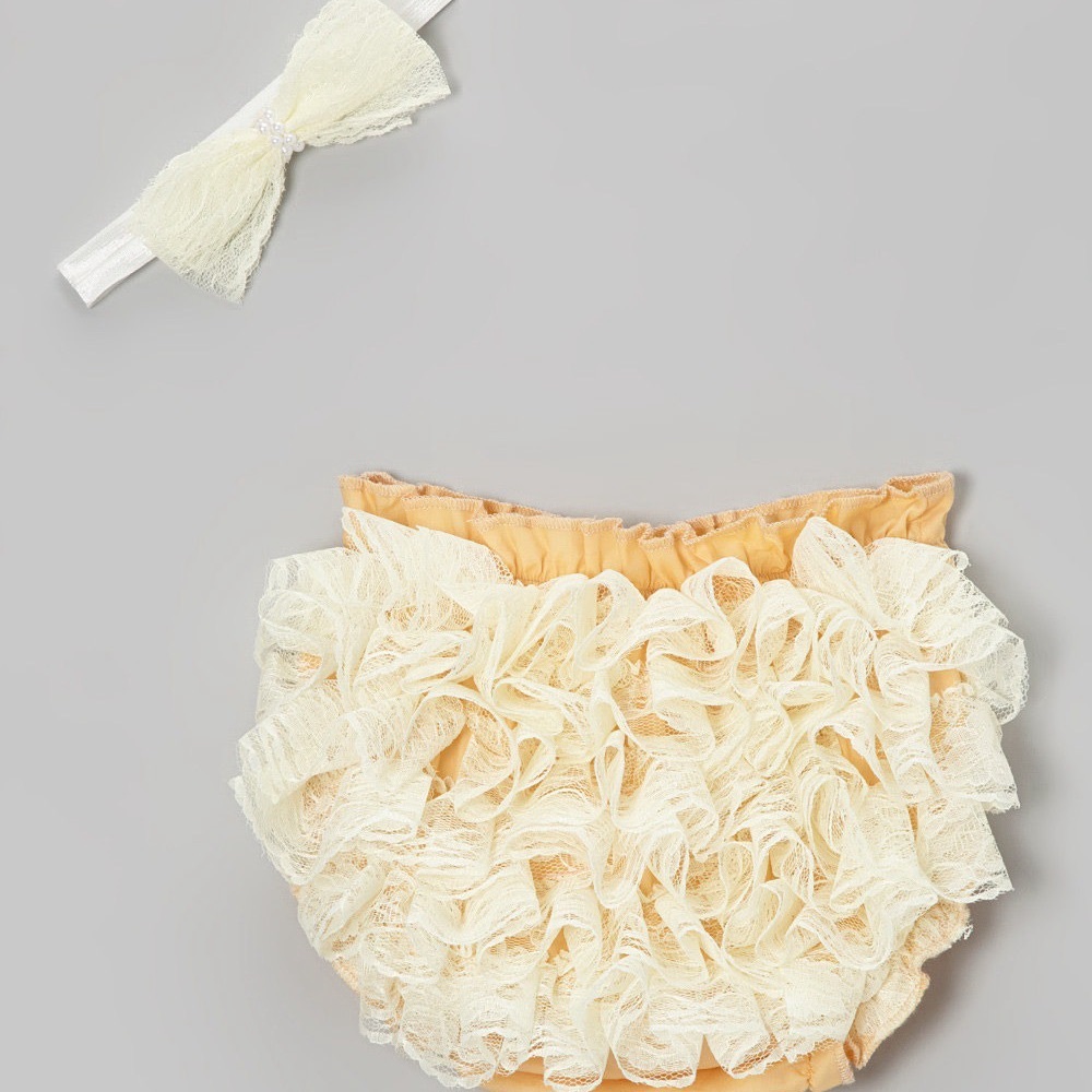 Cream Ruffled Diaper Cover for Special Occasions